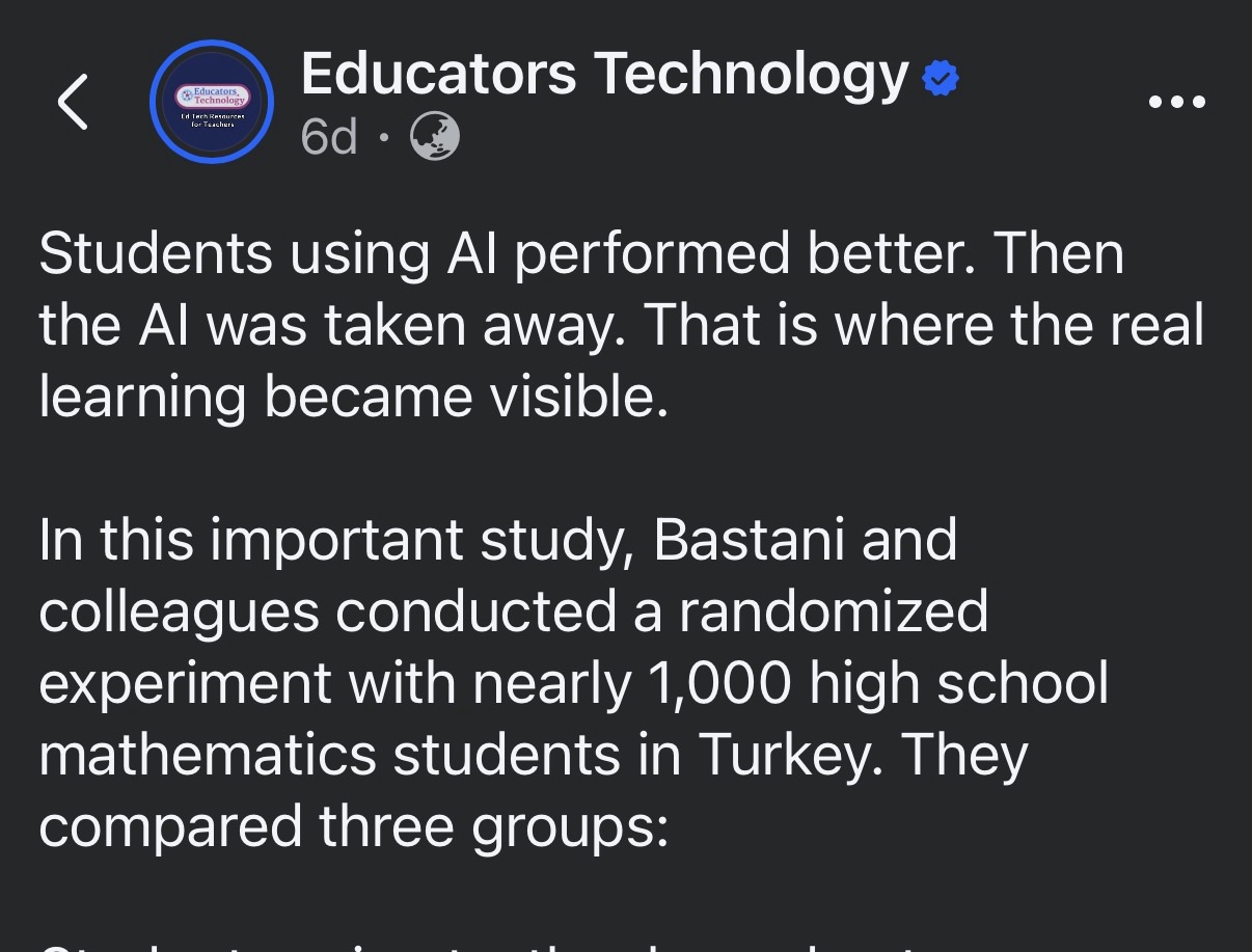 AI Increased Performance But Learning